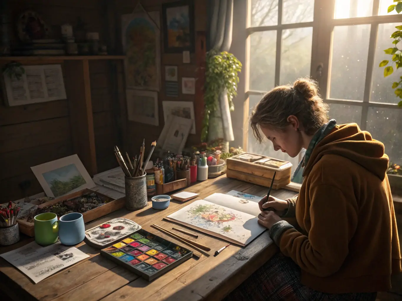 An individual engaged in art therapy, representing the creative and holistic approaches used in trauma recovery at Lumina Behavioral Health.